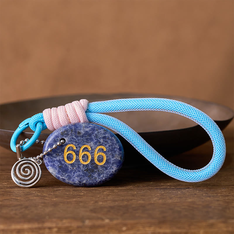 Nimara Ritual "Wishing Balance and Inner Peace" 666 Angel Number Natural Sodalite Key Chain Hanging Decoration Includes Gift Message Card