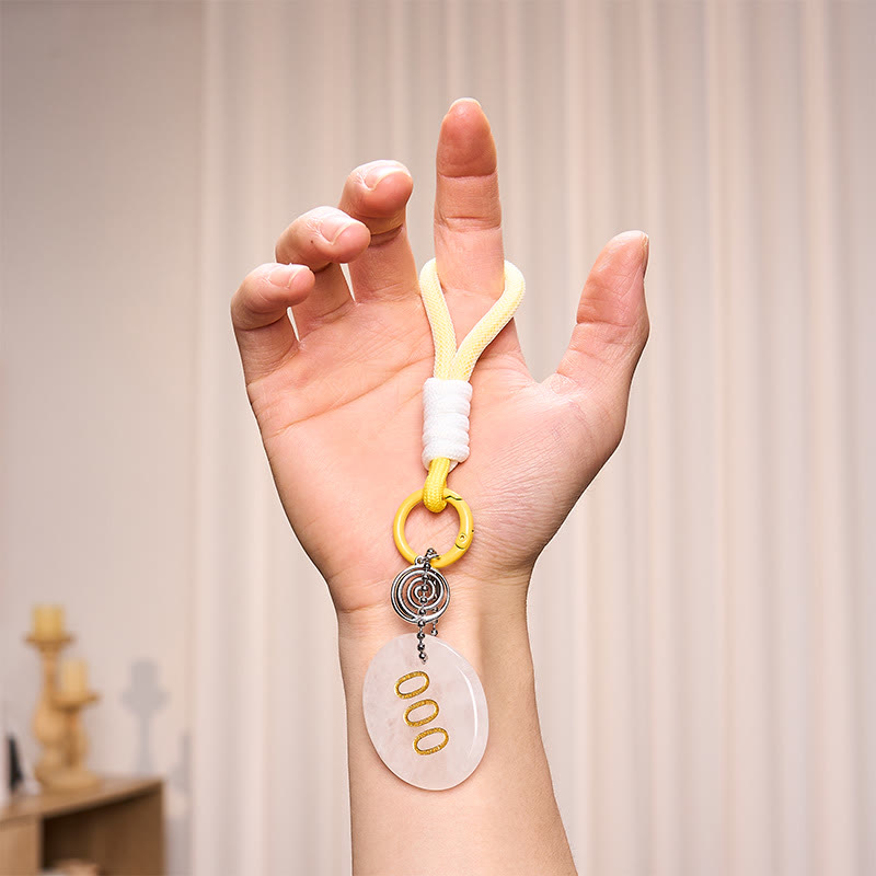 Nimara Ritual "Infinite Possibilities Begin" 000 Angel Number Natural Clear Quartz Key Chain Hanging Decoration Includes Gift Message Card