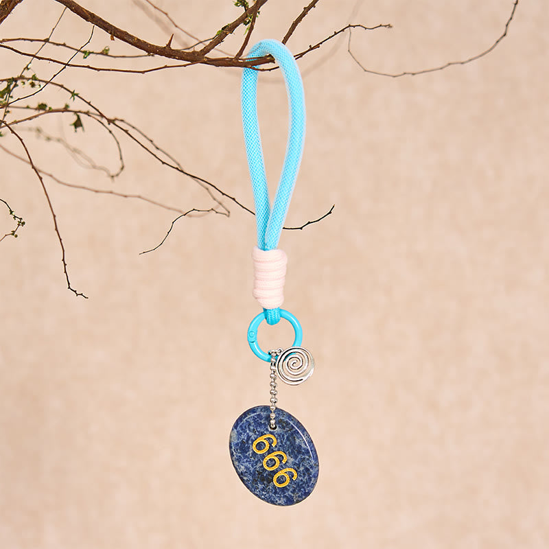 Nimara Ritual "Wishing Balance and Inner Peace" 666 Angel Number Natural Sodalite Key Chain Hanging Decoration Includes Gift Message Card