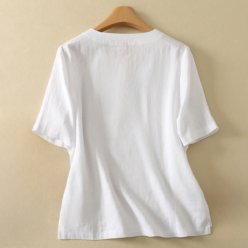 Nimara Ritual Summer Minimalist V Neck Solid Women's Short Sleeve T-Shirts