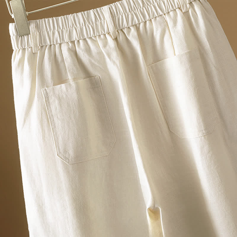 Nimara Ritual Summer Minimalist Button-Up Solid Women's Harem Pants With Pockets