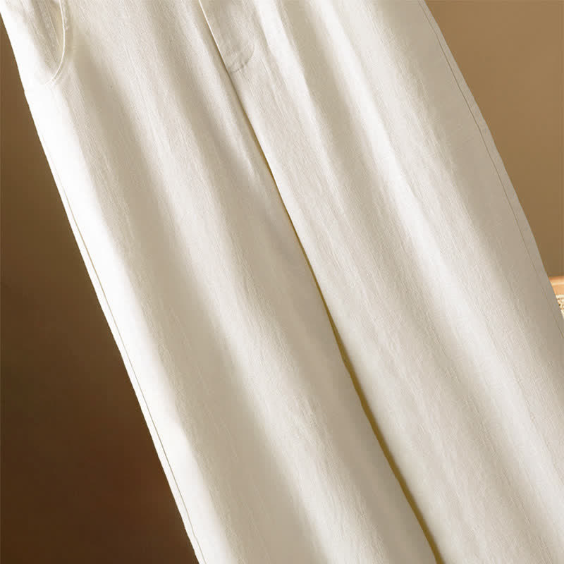 Nimara Ritual Summer Minimalist Button-Up Solid Women's Harem Pants With Pockets