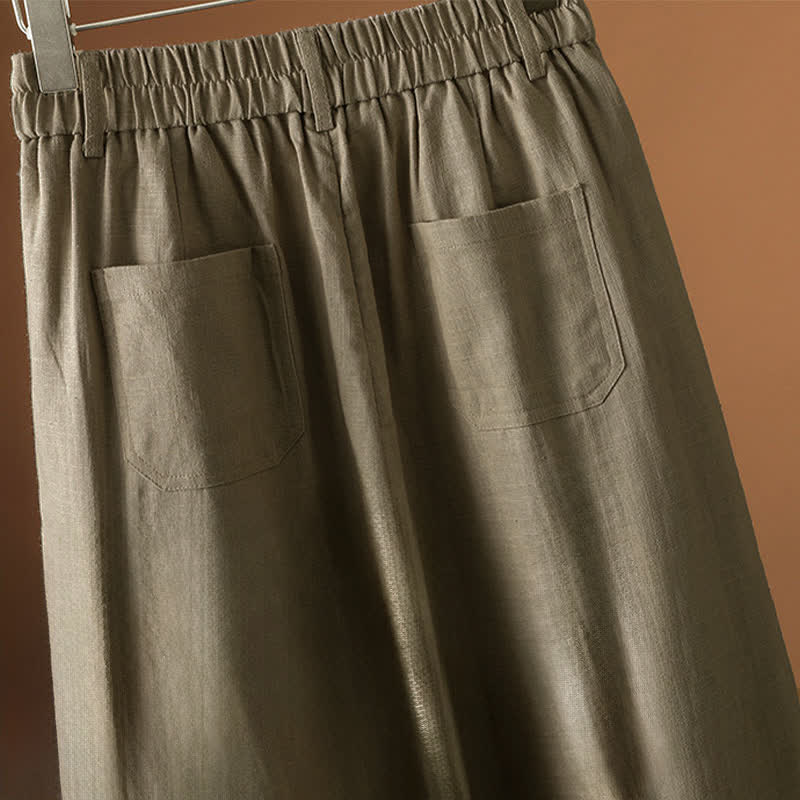 Nimara Ritual Summer Minimalist Button-Up Solid Women's Harem Pants With Pockets