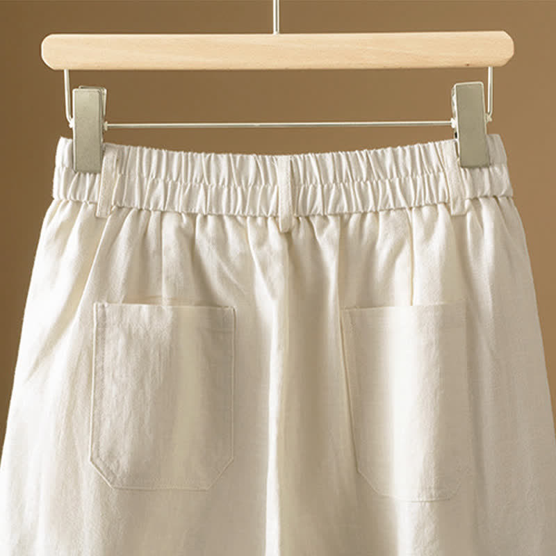 Nimara Ritual Summer Minimalist Button-Up Solid Women's Harem Pants With Pockets
