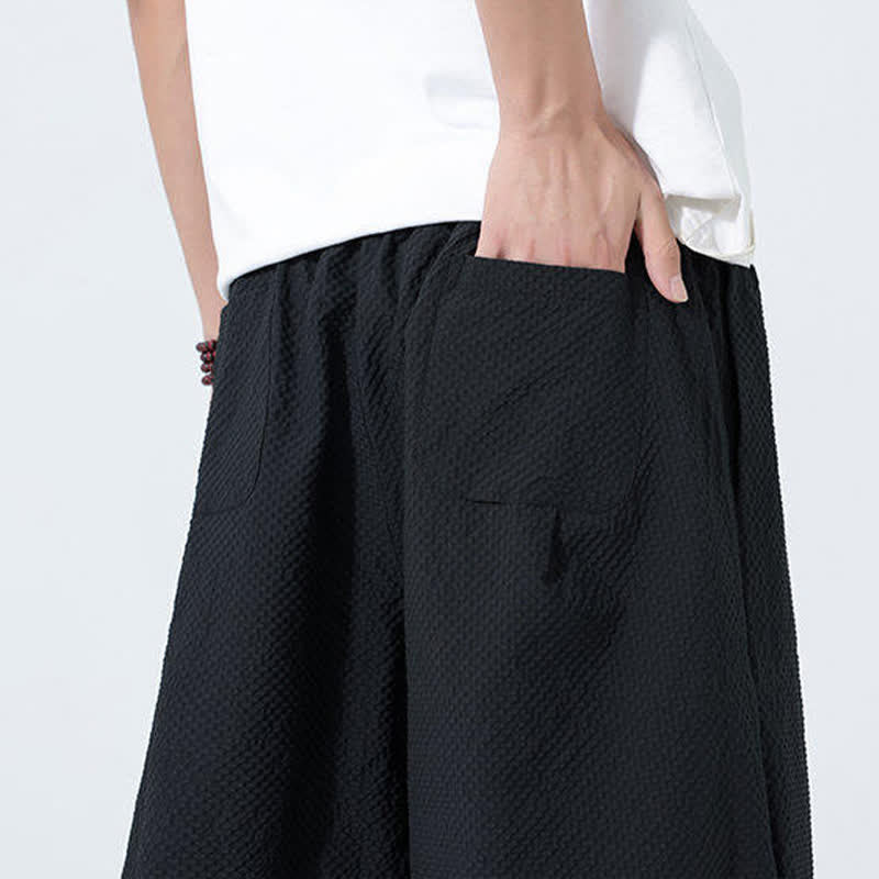 Nimara Ritual Summer Drawstring Tassel Crane Print Men's Harem Pants