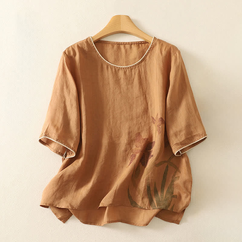 Nimara Ritual Summer Floral Print Women's Short Sleeve T-Shirts