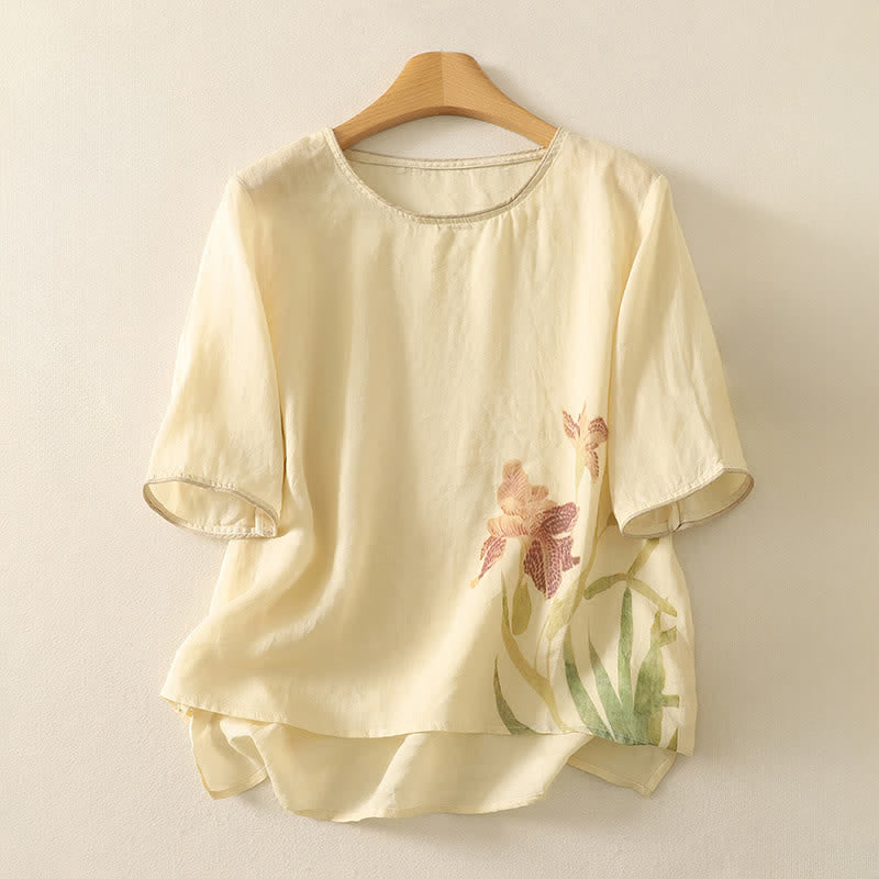 Nimara Ritual Summer Floral Print Women's Short Sleeve T-Shirts