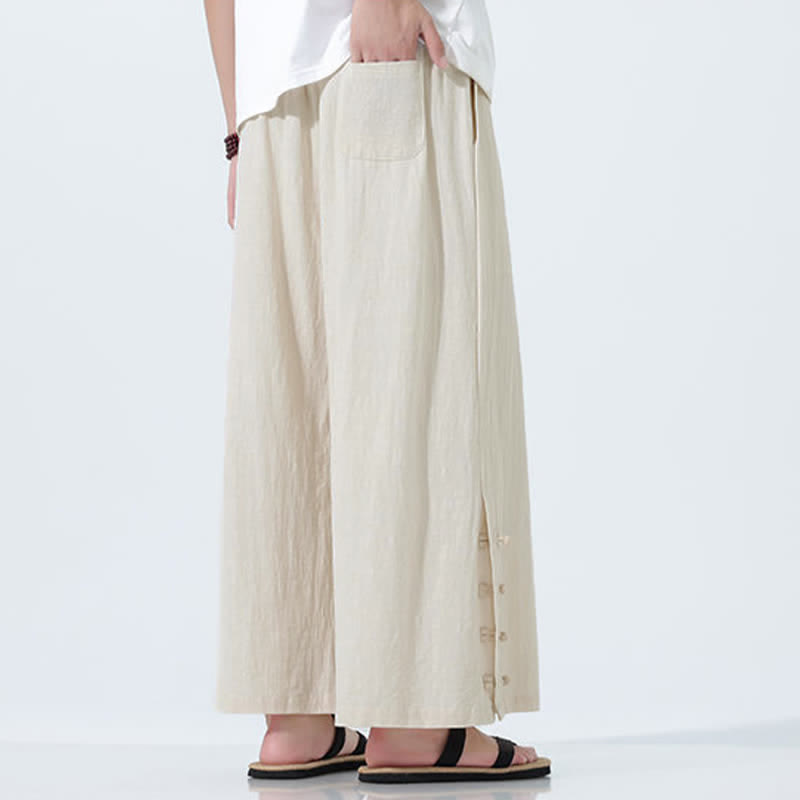 Nimara Ritual Spring Drawstring Solid Men's Wide Leg Pants With Pockets
