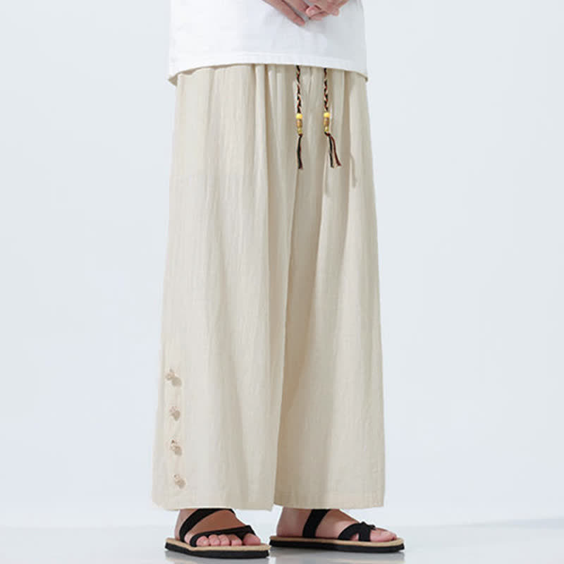 Nimara Ritual Spring Drawstring Solid Men's Wide Leg Pants With Pockets