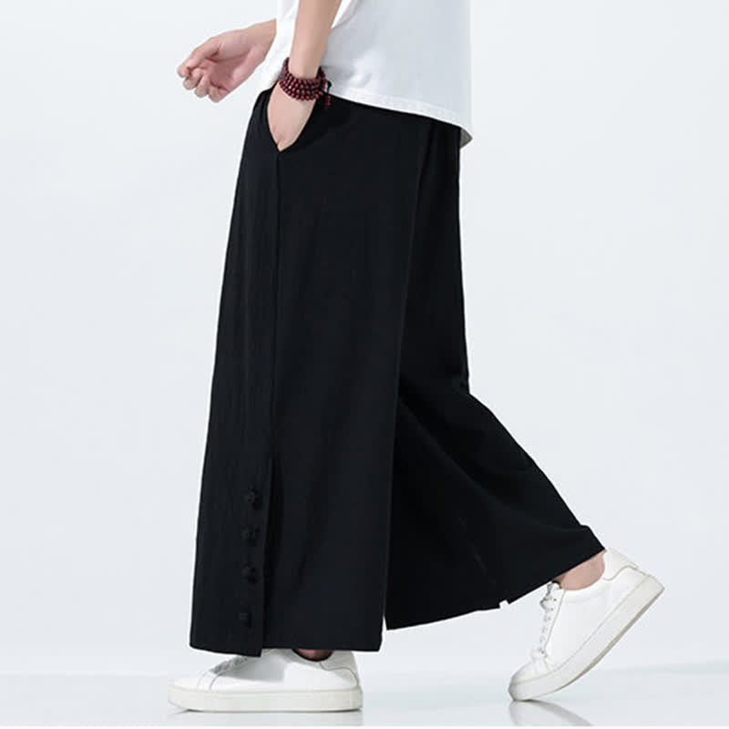 Nimara Ritual Spring Drawstring Solid Men's Wide Leg Pants With Pockets