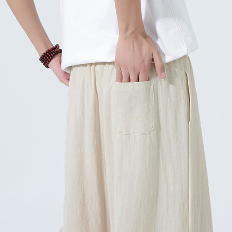Nimara Ritual Spring Drawstring Solid Men's Wide Leg Pants With Pockets