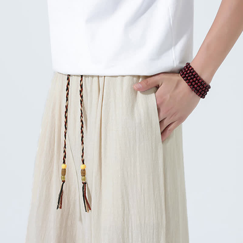 Nimara Ritual Spring Drawstring Solid Men's Wide Leg Pants With Pockets