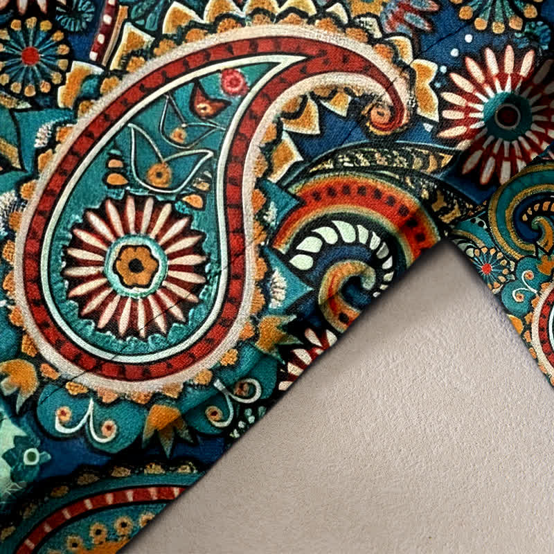 Nimara Ritual Pure Cotton Paisley Floral Print Women's Elastic Waist Pants With Pockets