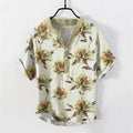 Nimara Ritual Cotton Vintage Floral Petals Pattern Men's Short Sleeve Half Button Shirt