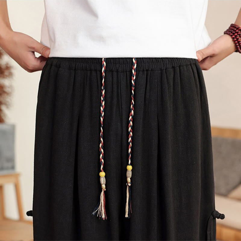 Nimara Ritual Summer Solid Men's Elastic Waist Wide Leg Pants With Pockets