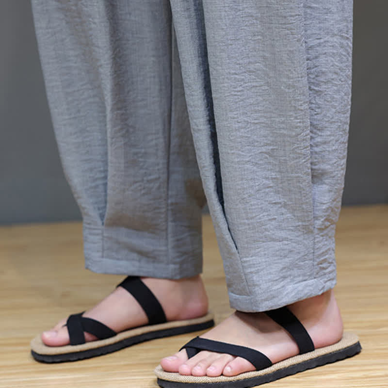 Nimara Ritual Summer Minimalist Solid Men's Elastic Waist Tapered Pants With Pockets