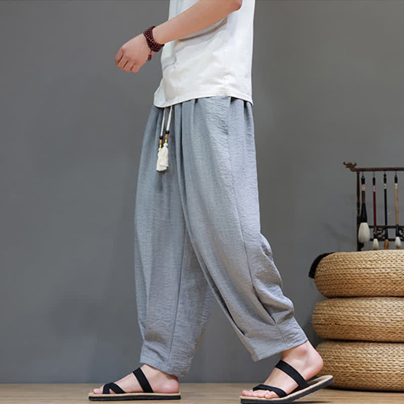 Nimara Ritual Summer Minimalist Solid Men's Elastic Waist Tapered Pants With Pockets
