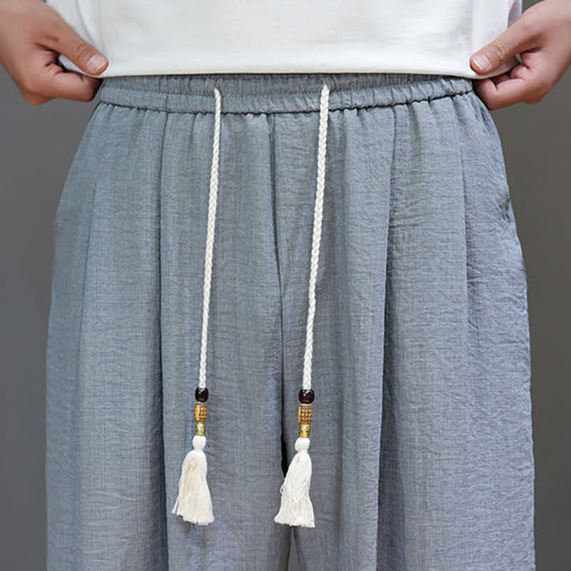 Nimara Ritual Summer Minimalist Solid Men's Elastic Waist Tapered Pants With Pockets
