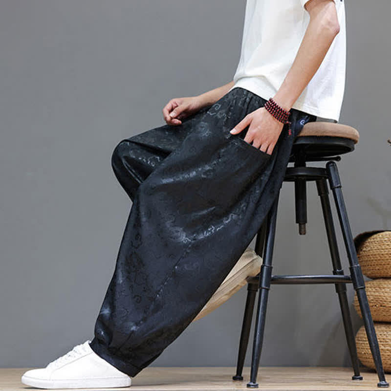 Nimara Ritual Summer Drawstring Cloud Pattern Solid Elastic Waist Men's Harem Pants With Pockets