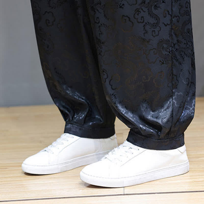 Nimara Ritual Summer Drawstring Cloud Pattern Solid Elastic Waist Men's Harem Pants With Pockets
