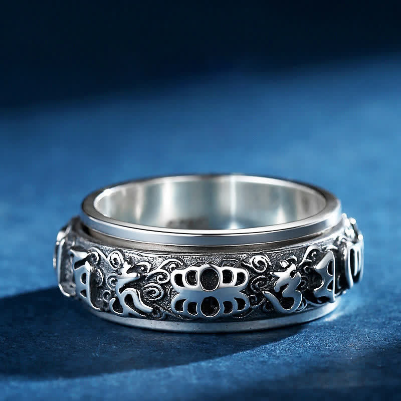 Nimara Ritual Pixiu Om Mani Padme Hum Copper Rotatable Ring