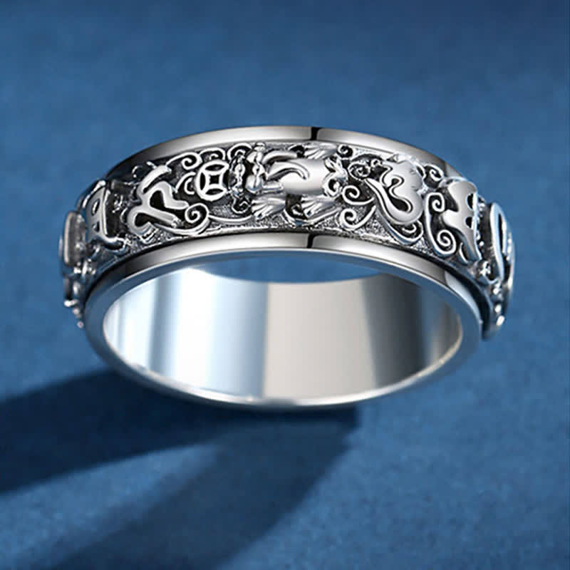 Nimara Ritual Pixiu Om Mani Padme Hum Copper Rotatable Ring