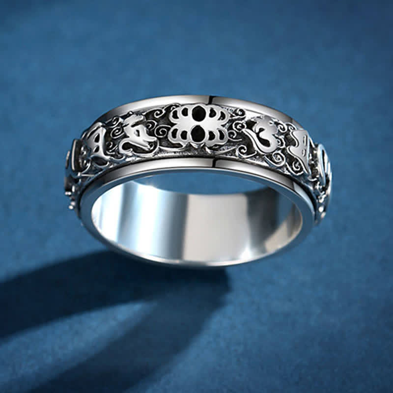 Nimara Ritual Pixiu Om Mani Padme Hum Copper Rotatable Ring