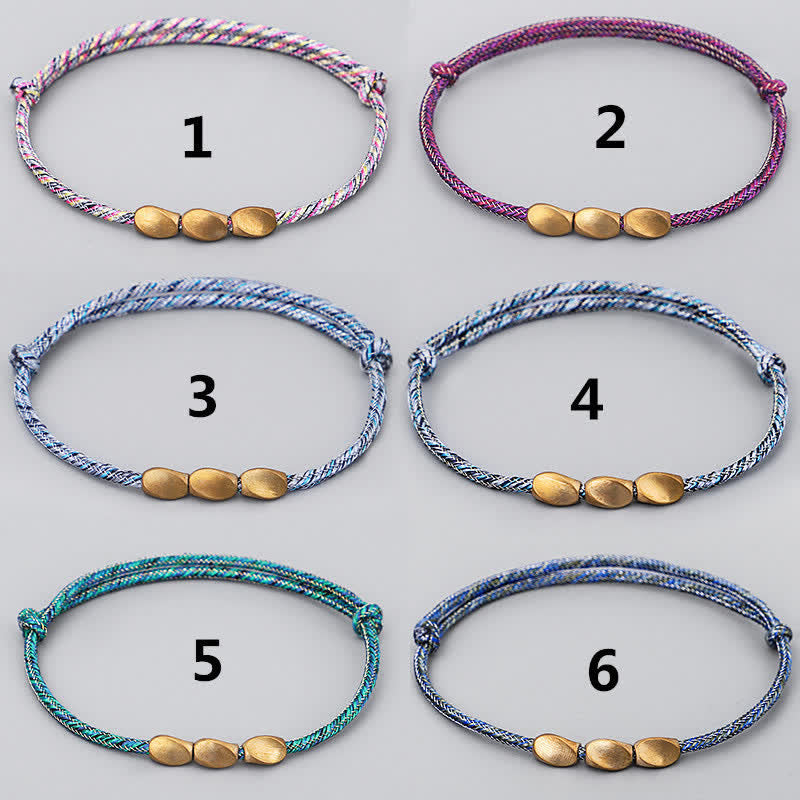 Nimara Ritual Multiple Colors String Golden Copper Beads Balance Bracelet