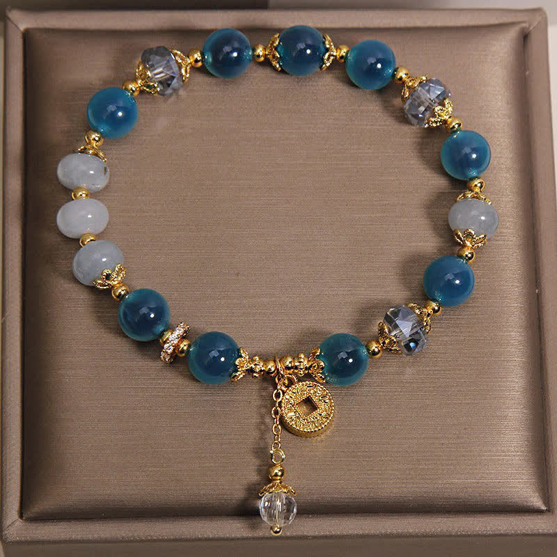 Nimara Ritual Blue Natural Candy Agate Copper Coin Balance Bracelet