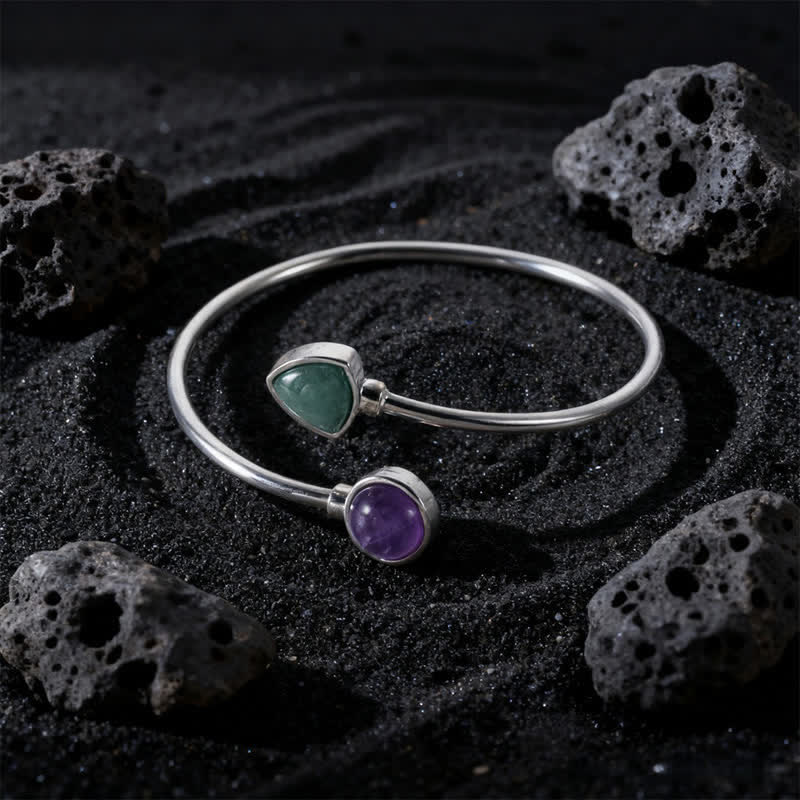 Nimara Ritual Amazonite Various Crystals Positive Open Adjustable Cuff Bracelet