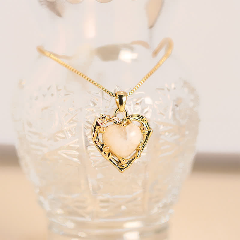 Nimara Ritual Natural Amethyst Crystal Inlay Heart Shape Balance Necklace