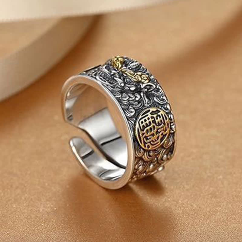 Nimara Ritual Pixiu Wide Copper Open Luck Ring