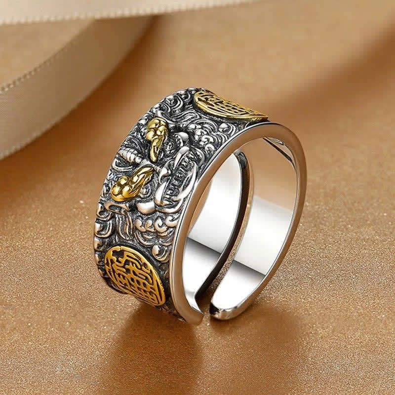 Nimara Ritual Pixiu Wide Copper Open Luck Ring