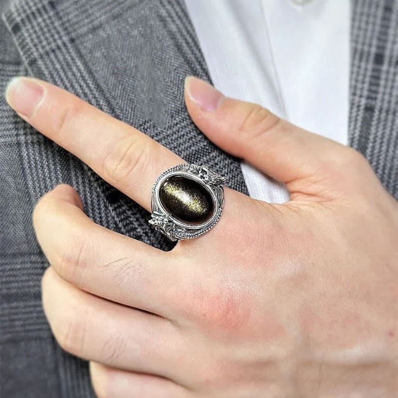 Fortune and Protection Copper Black Onyx Adjustable Ring