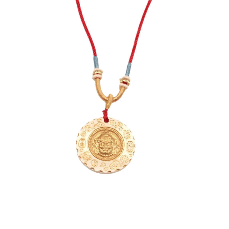 Nimara Ritual Tibet Yellow Jambhala God of Wealth Alloy Protection Necklace Pendant
