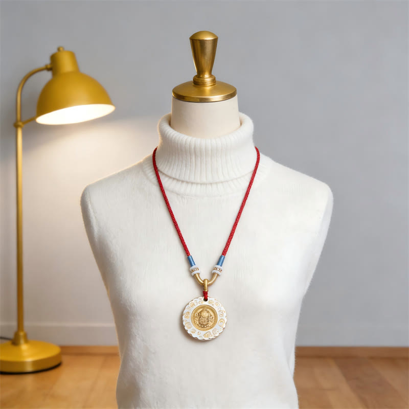 Nimara Ritual Tibet Yellow Jambhala God of Wealth Alloy Protection Necklace Pendant