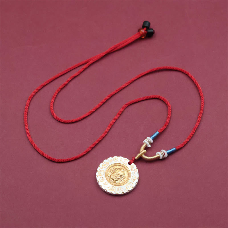 Nimara Ritual Tibet Yellow Jambhala God of Wealth Alloy Protection Necklace Pendant