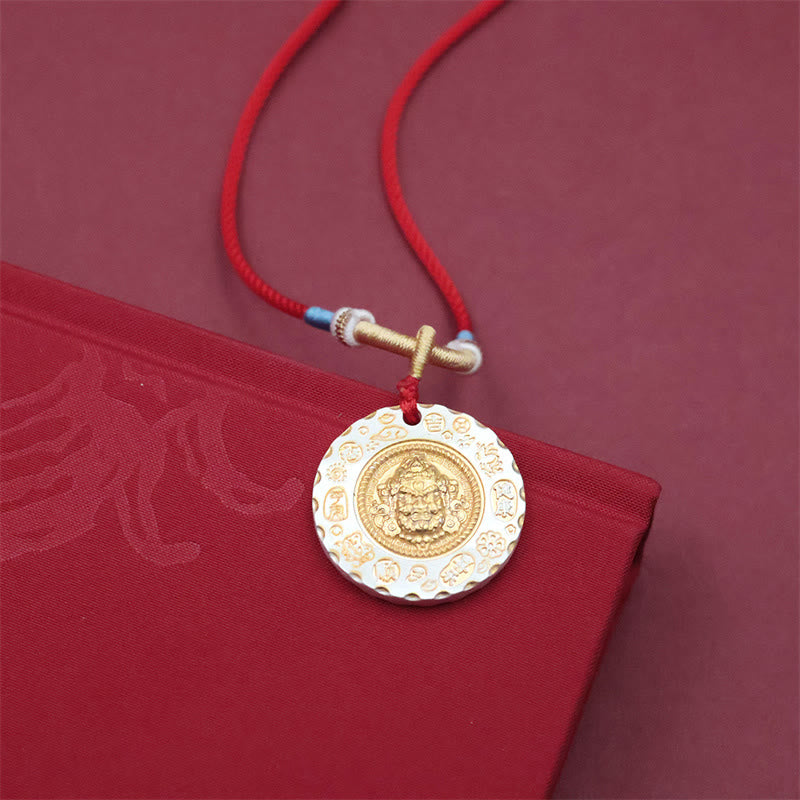 Nimara Ritual Tibet Yellow Jambhala God of Wealth Alloy Protection Necklace Pendant