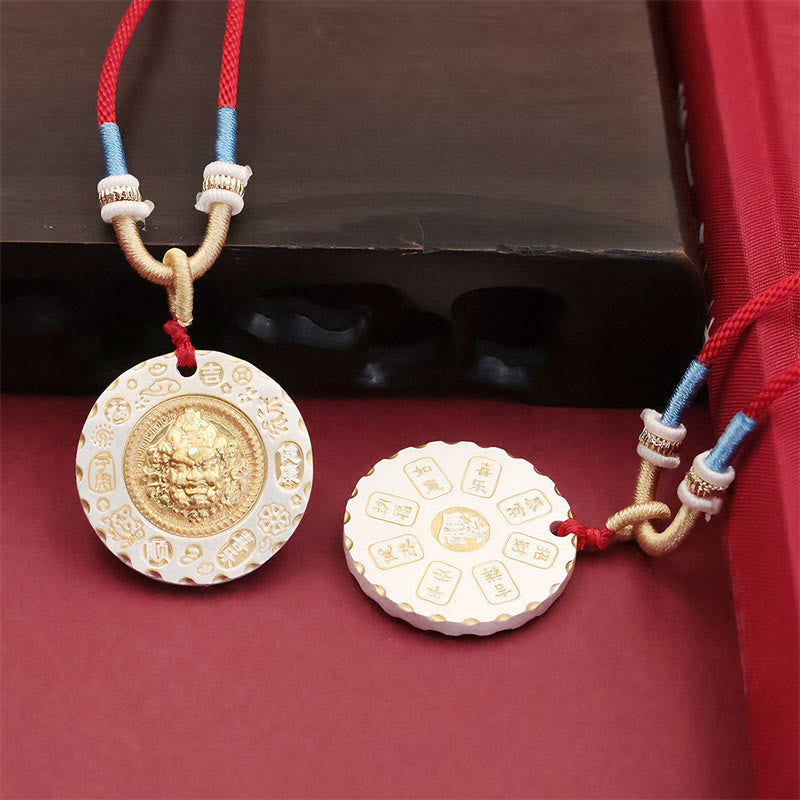 Nimara Ritual Tibet Yellow Jambhala God of Wealth Alloy Protection Necklace Pendant
