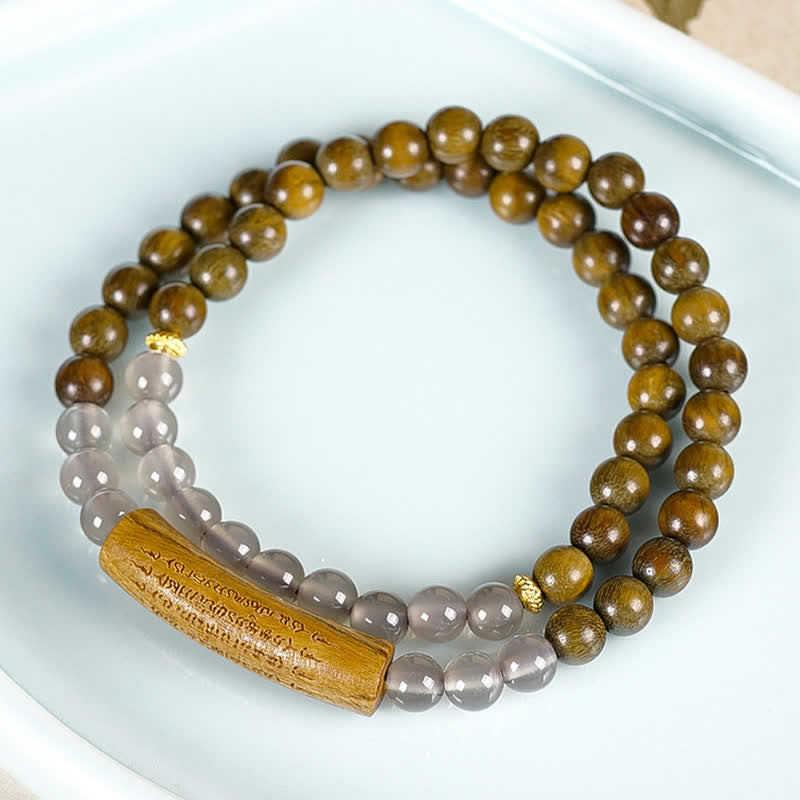 Nimara Ritual Red Agate Green Aventurine Five Buddhist Precepts Double Wrap Balance Bracelet