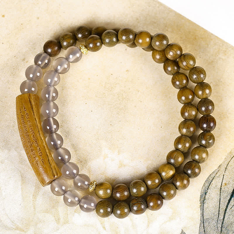 Nimara Ritual Red Agate Green Aventurine Five Buddhist Precepts Double Wrap Balance Bracelet