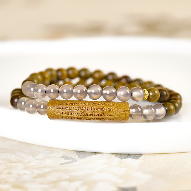 Nimara Ritual Red Agate Green Aventurine Five Buddhist Precepts Double Wrap Balance Bracelet