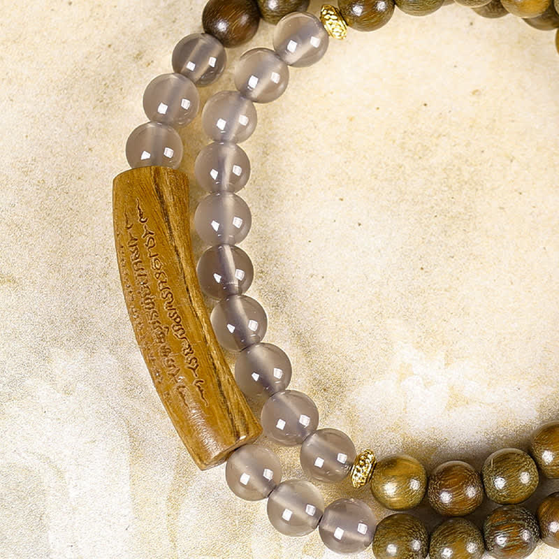 Nimara Ritual Red Agate Green Aventurine Five Buddhist Precepts Double Wrap Balance Bracelet