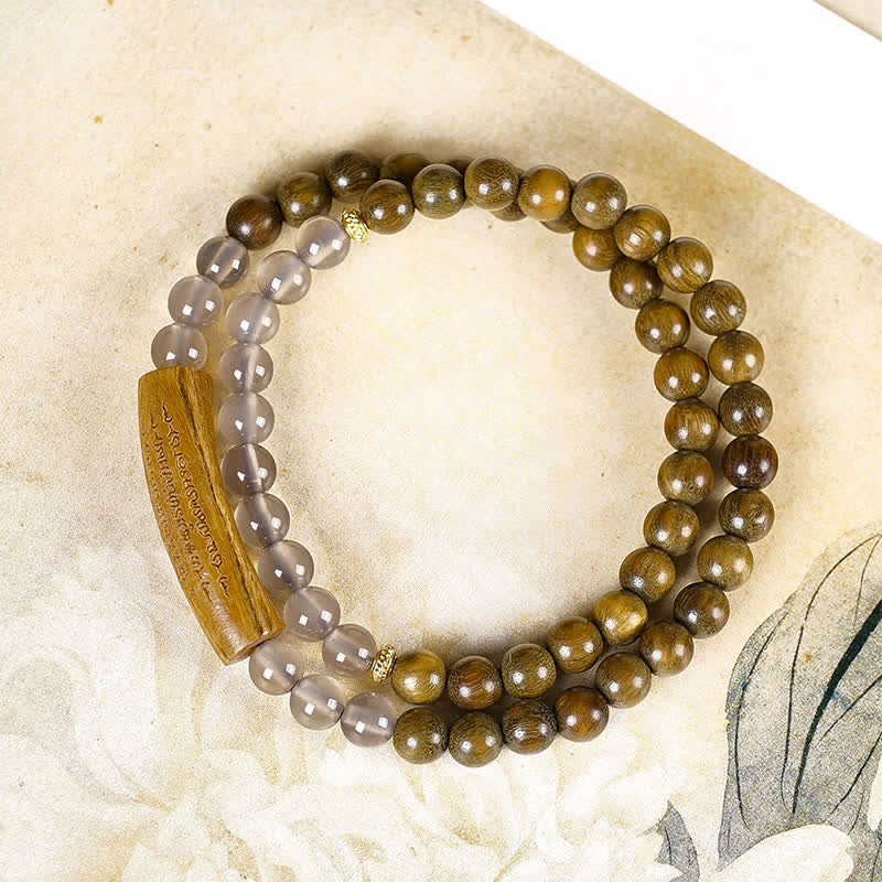 Nimara Ritual Red Agate Green Aventurine Five Buddhist Precepts Double Wrap Balance Bracelet