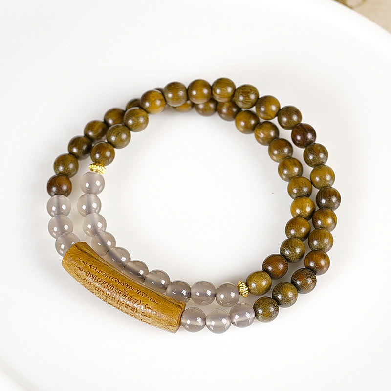 Nimara Ritual Red Agate Green Aventurine Five Buddhist Precepts Double Wrap Balance Bracelet