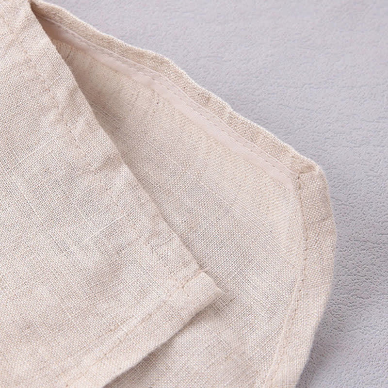 Nimara Ritual Spring Summer Minimalist Button-Up Solid Linen Men's Elbow-Length Sleeve Shirt