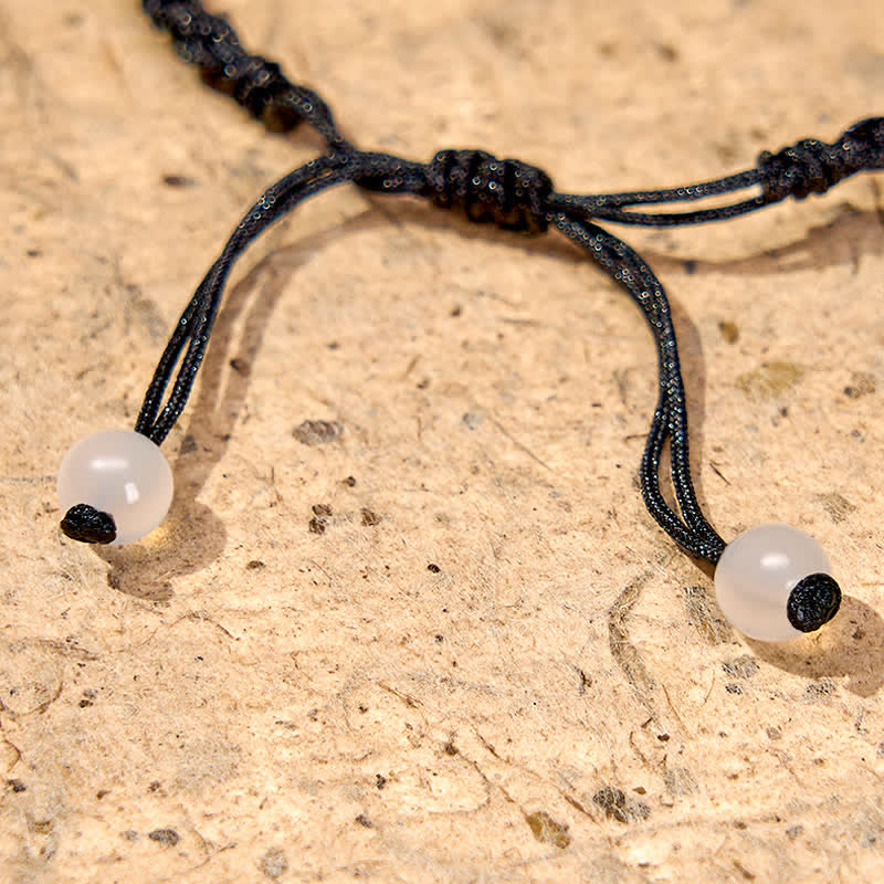 Nimara Ritual 999 Sterling Silver Koi Fish White Agate Braided Rope Protection Bracelet