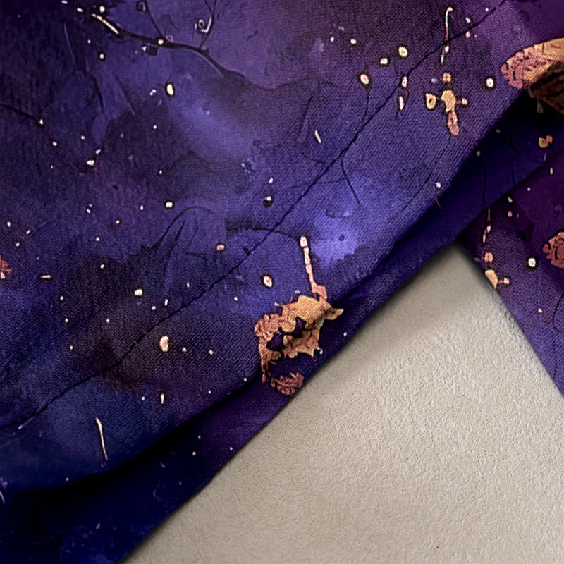 Nimara Ritual Pure Cotton Golden Butterfly Nebula Pattern Women's Elastic Waist Harem Pants
