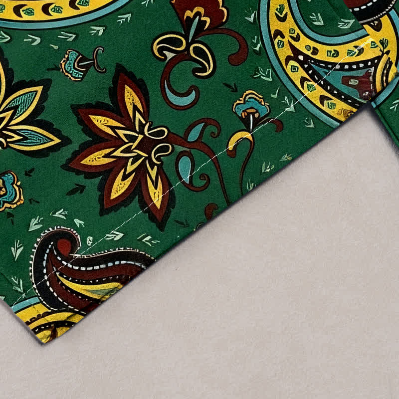 Nimara Ritual Pure Cotton Paisley Floral Pattern Women's Elastic Waist Harem Pants With Pockets