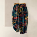 Nimara Ritual Cotton Floral Pattern Women's Elastic Waist Pants With Pockets